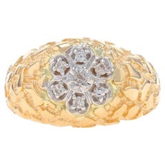 Gelbgold Diamant Ring für Männer - 14k Runde Brillant .14ctw Nugget