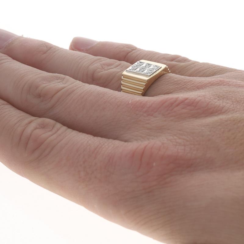 Yellow Gold Diamond Men's Ring - 14k Round Brilliant .18ctw Cluster For Sale 1