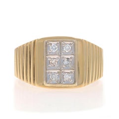 Yellow Gold Diamond Men's Ring - 14k Round Brilliant .18ctw Cluster