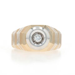Yellow Gold Diamond Men's Ring - 14k Round Brilliant .25ct Solitaire