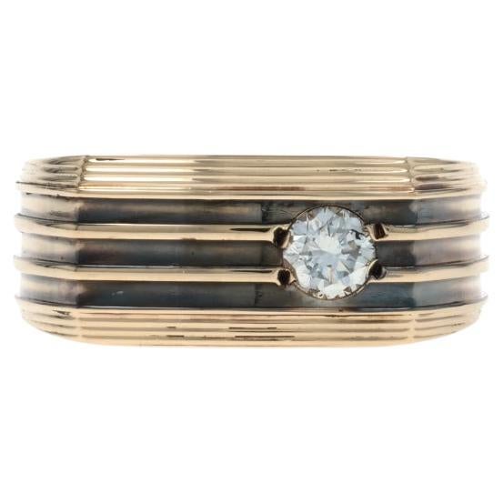 Bague pour homme en or jaune avec diamant - 14k Solitaire brillant rond de 0,25ct