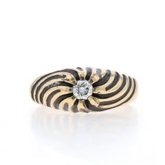 Yellow Gold Diamond Men's Ring - 14k Round Brilliant .25ct Swirl Solitaire