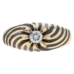 Gelbgold Diamant Ring für Männer - 14k Runde Brillant .25ct Swirl Solitaire