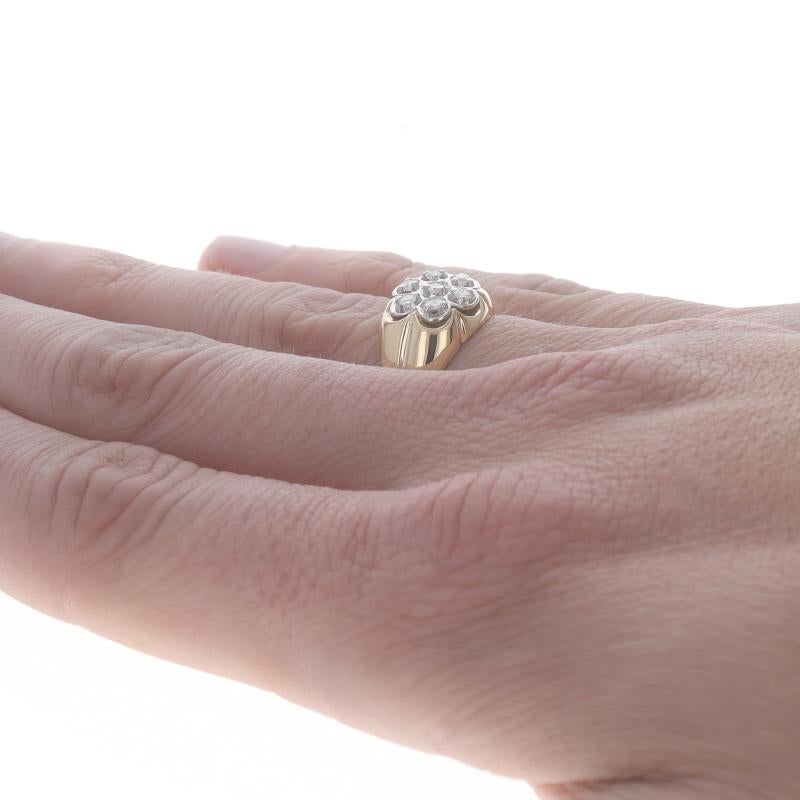 Yellow Gold Diamond Men's Ring - 14k Round Brilliant .25ctw Floral Cluster In Excellent Condition For Sale In Greensboro, NC
