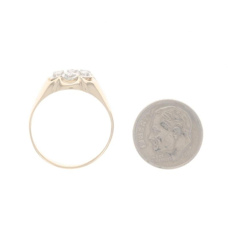 Yellow Gold Diamond Men's Ring - 14k Round Brilliant .25ctw Floral Cluster For Sale 1