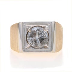 Yellow Gold Diamond Men's Ring - 14k Round Brilliant 3.08ct Solitaire