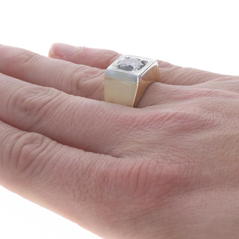 Bague pour homme en or jaune avec diamant - 14k Solitaire brillant rond 3.08ct Pour hommes en vente