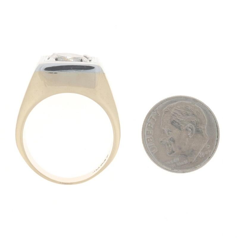 Bague pour homme en or jaune avec diamant - 14k Solitaire brillant rond 3.08ct en vente 1
