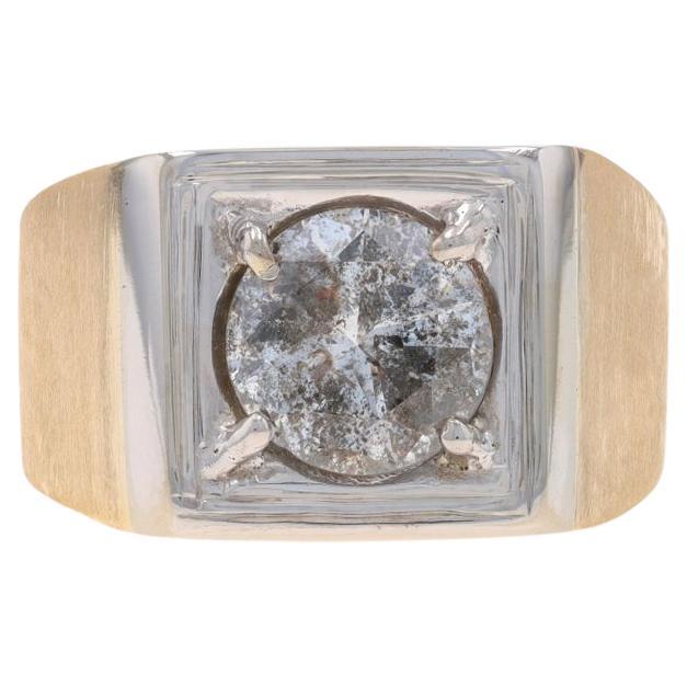 Yellow Gold Diamond Men's Ring - 14k Round Brilliant 3.08ct Solitaire