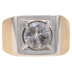 Anello da uomo con diamante in oro giallo - Solitario tondo a brillante da 3,08 carati 14k