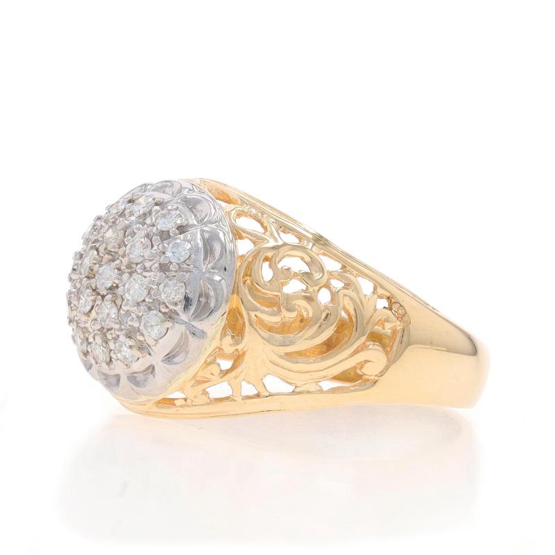 Anello da uomo con diamante in oro giallo - 14k Brilliante rotondo .30ctw Scrollwork In condizioni ottime in vendita a Greensboro, NC