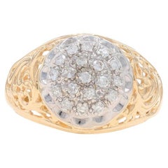 Yellow Gold Diamond Men's Ring - 14k Round Brilliant .30ctw Scrollwork