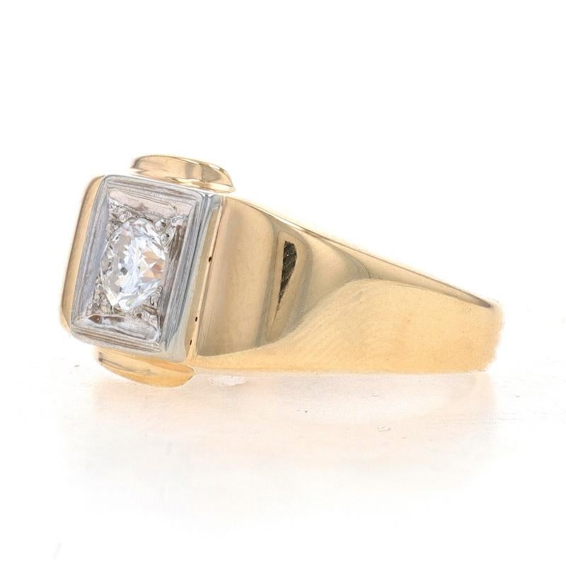 Round Cut Yellow Gold Diamond Men's Ring - 14k Round Brilliant .40ct Solitaire For Sale
