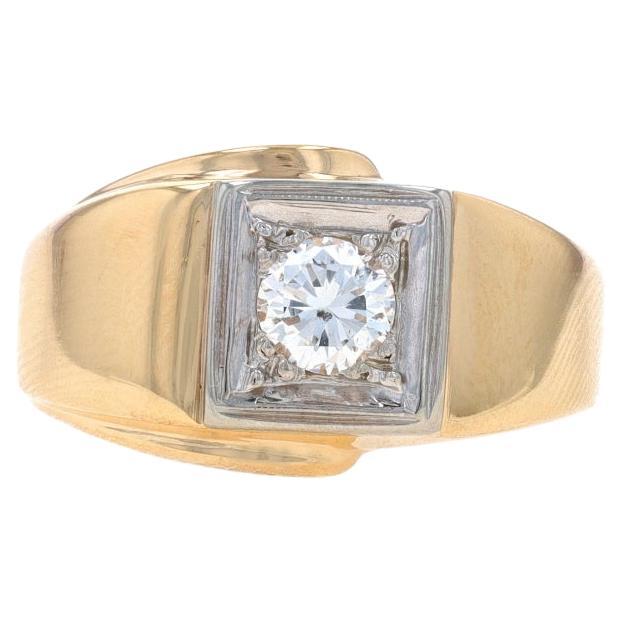 Yellow Gold Diamond Men's Ring - 14k Round Brilliant .40ct Solitaire For Sale
