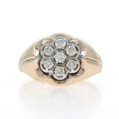 Yellow Gold Diamond Men's Ring - 14k Round Brilliant .50ctw Cluster