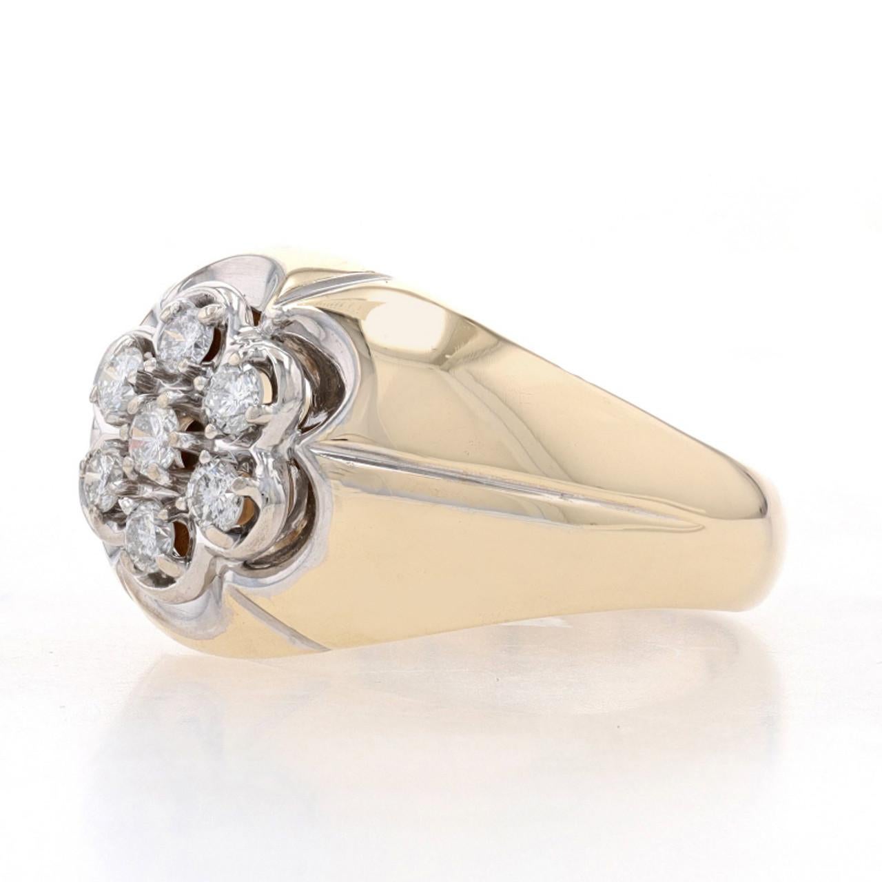 Gelbgold Diamant-Herrenring 14k runder Brillant .50ctw Cluster (Rundschliff)