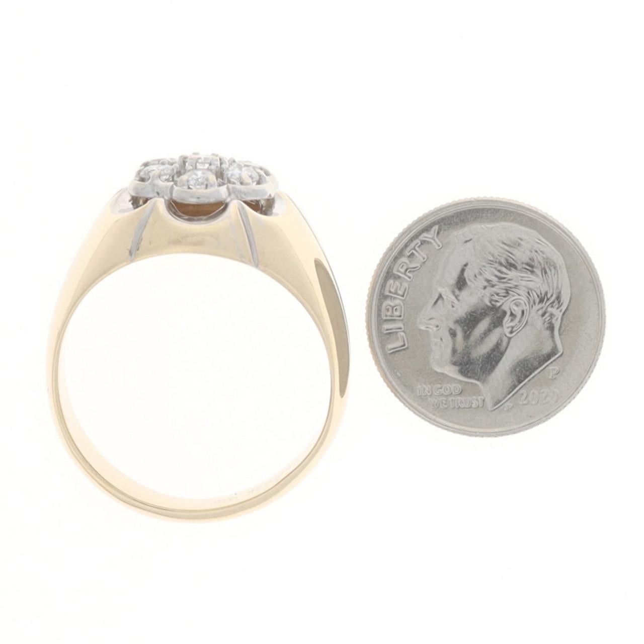 Gelbgold Diamant-Herrenring 14k runder Brillant .50ctw Cluster 1