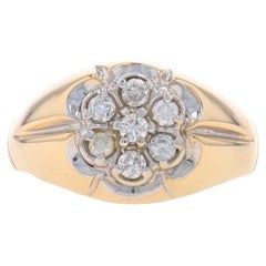 Anello da uomo con diamante in oro giallo - 14k - Brilliante rotondo 0,50ctw Cluster