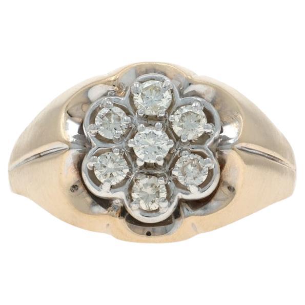 Bague pour homme en or jaune - 14k diamant rond brillant .50ctw Cluster