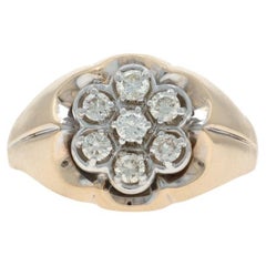 Bague pour homme en or jaune - 14k diamant rond brillant .50ctw Cluster