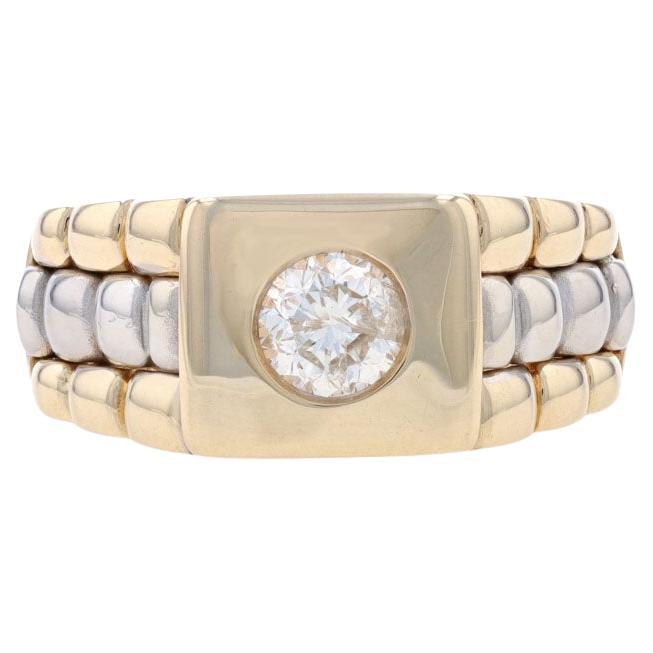 Yellow Gold Diamond Men's Ring - 14k Round Brilliant .65ct Solitaire For Sale