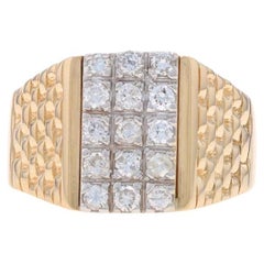 Yellow Gold Diamond Men's Ring - 14k Round Brilliant .75ctw Cluster