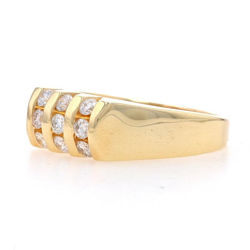 Round Cut Yellow Gold Diamond Men's Ring - 14k Round Brilliant .80ctw Channel Set Band For Sale