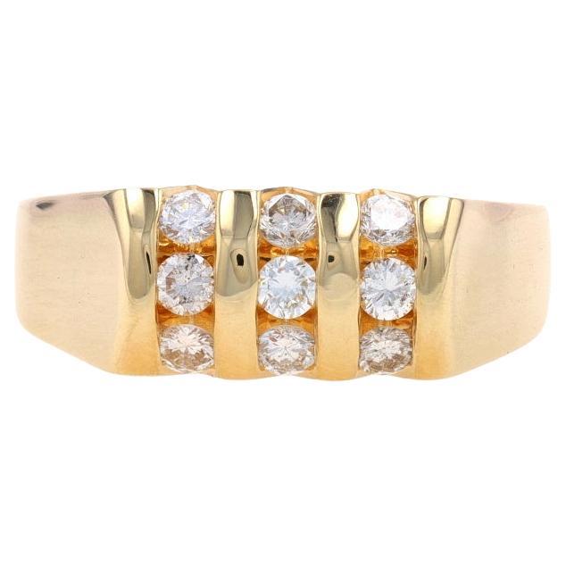 Yellow Gold Diamond Men's Ring - 14k Round Brilliant .80ctw Channel Set Band For Sale