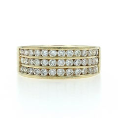 Yellow Gold Diamond Men's Ring - 18k Round Brilliant 1.00ctw Cluster Band