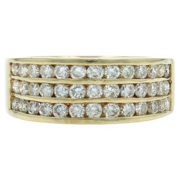 Yellow Gold Diamond Men's Ring - 18k Round Brilliant 1.00ctw Cluster Band