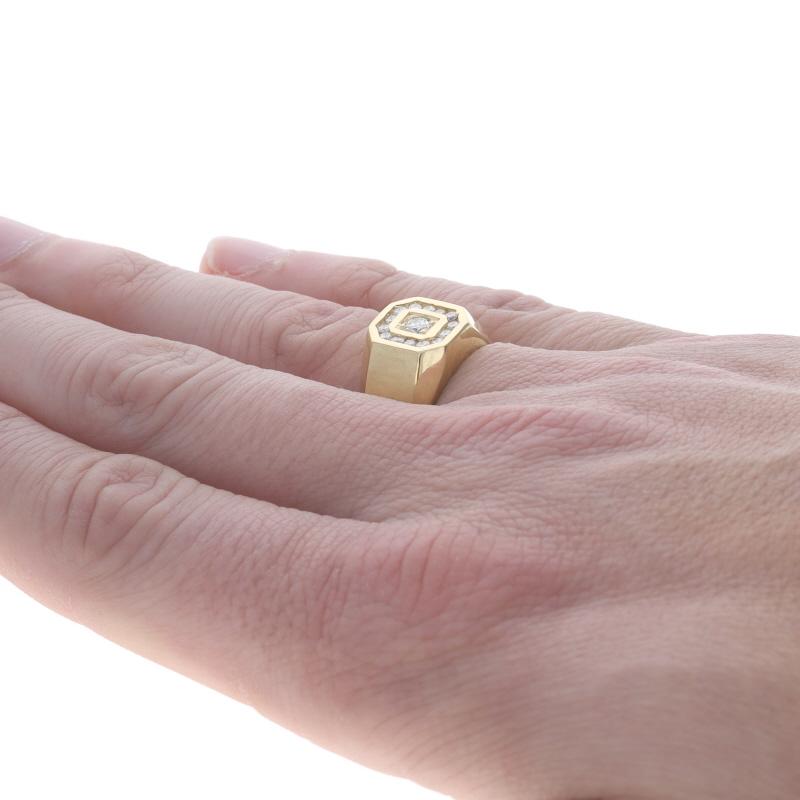 Yellow Gold Diamond Men's Ring - 18k Round Brilliant .60ctw Channel Set Halo In Excellent Condition For Sale In Greensboro, NC