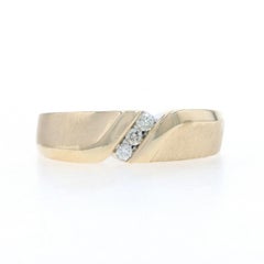 Yellow Gold Diamond Men's Three-Stone Wedding Band 10k Rd.15ctw Bypass Ring Sz11