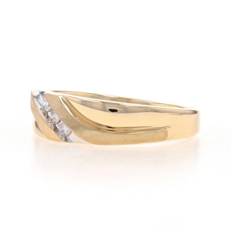 Round Cut Yellow Gold Diamond Men's Wedding Band - 10k Round .15ctw Three-Stone Ring For Sale
