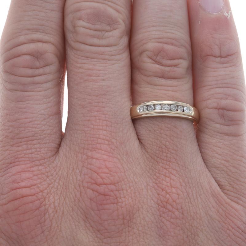 Round Cut Yellow Gold Diamond Men's Wedding Band - 10k Round .25ctw Channel Set Ring For Sale