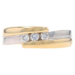Yellow Gold Diamond Men's Wedding Band - 14k Round 1/3ctw Three-Stone Bypass