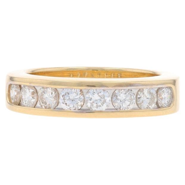 Gelbgold Diamant Herren-Hochzeitsring - 14k rund 1,12ctw Kanalbesetzter Ring