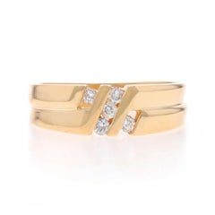 Yellow Gold Diamond Men's Wedding Band - 14k Round .15ctw Channel Set Ring