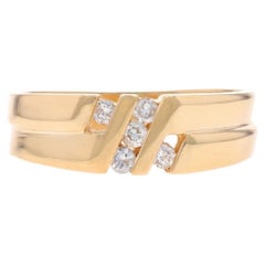 Yellow Gold Diamond Men's Wedding Band - 14k Round .15ctw Channel Set Ring