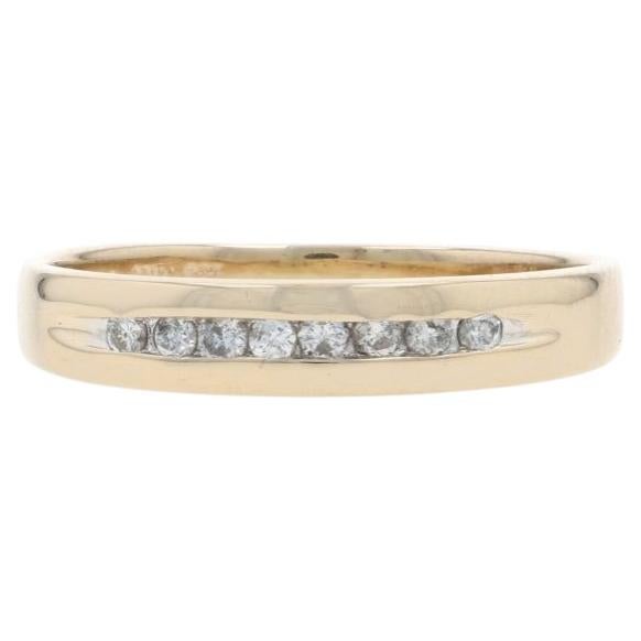 Yellow Gold Diamond Men's Wedding Band - 14k Round .20ctw Channel Set Ring