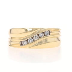 Yellow Gold Diamond Men's Wedding Band - 14k Round .25ctw Channel Set Ring