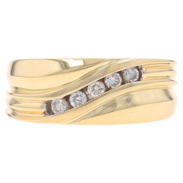 Yellow Gold Diamond Men's Wedding Band - 14k Round .25ctw Channel Set Ring