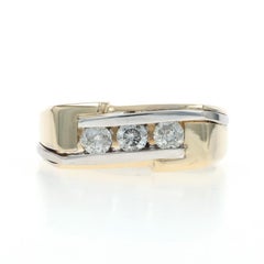 Fede nuziale da uomo con diamante in oro giallo - Anello a tre pietre rotonde da .60ctw in 14k