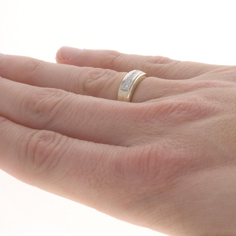 Yellow Gold Diamond Men's Wedding Band - 14k Single Cut .12ctw Five-Stone Ring For Sale 2