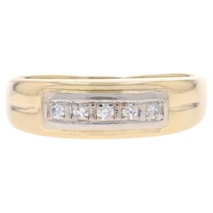 Used Yellow Gold Diamond Men's Wedding Band - 14k Single Cut .12ctw Five-Stone Ring