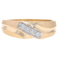 Anillo de boda para hombre en oro amarillo con diamantes - 14k Anillo redondo de cuatro piedras de 1/3ctw