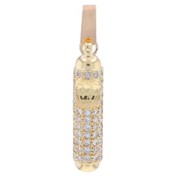 Colgante Mezuzah Diamante Oro Amarillo - 18k Redondo .60ctw Regalo de Fe Judaica