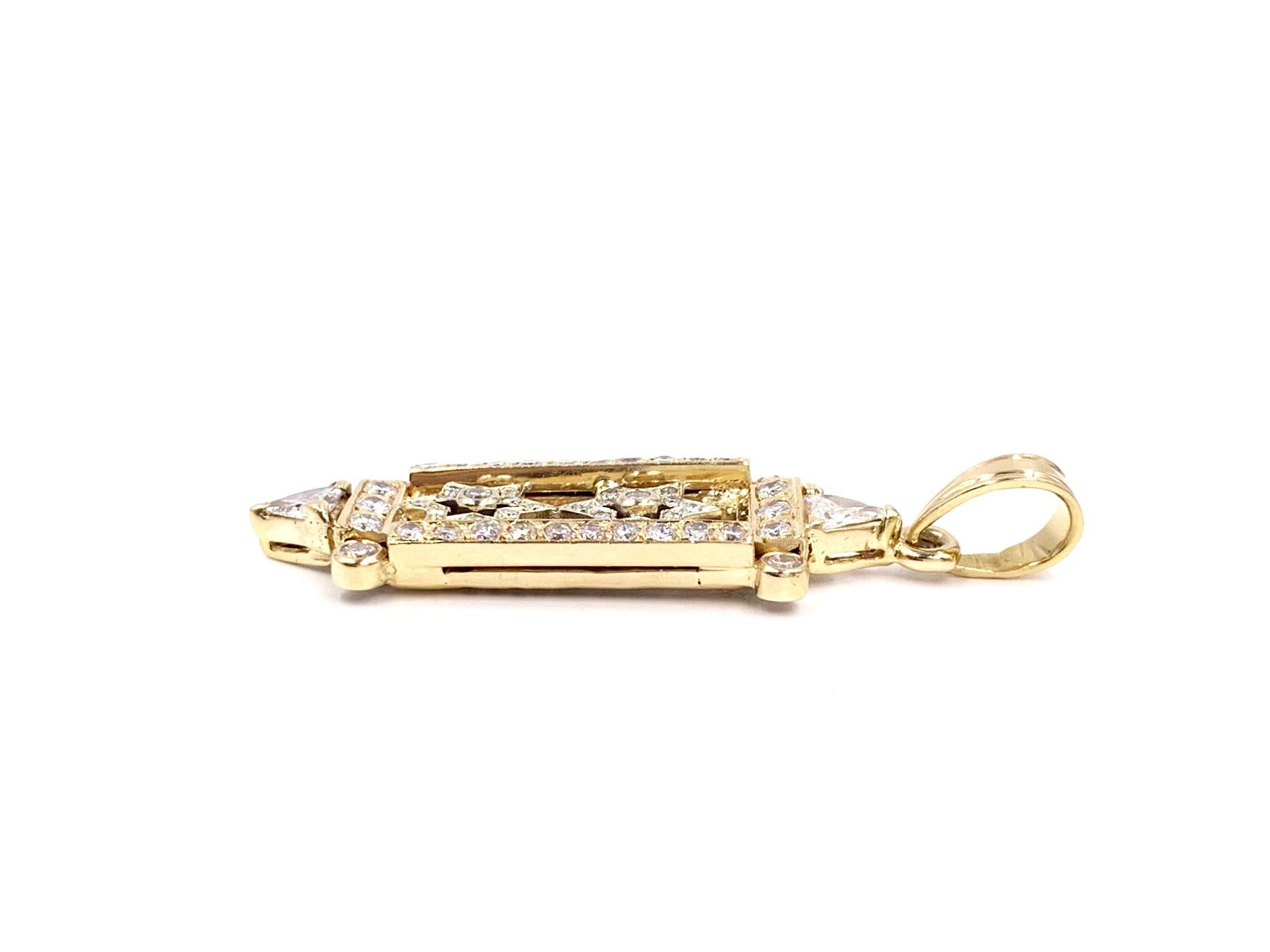 Women's or Men's Yellow Gold Diamond Mezuzah Star of David Pendant