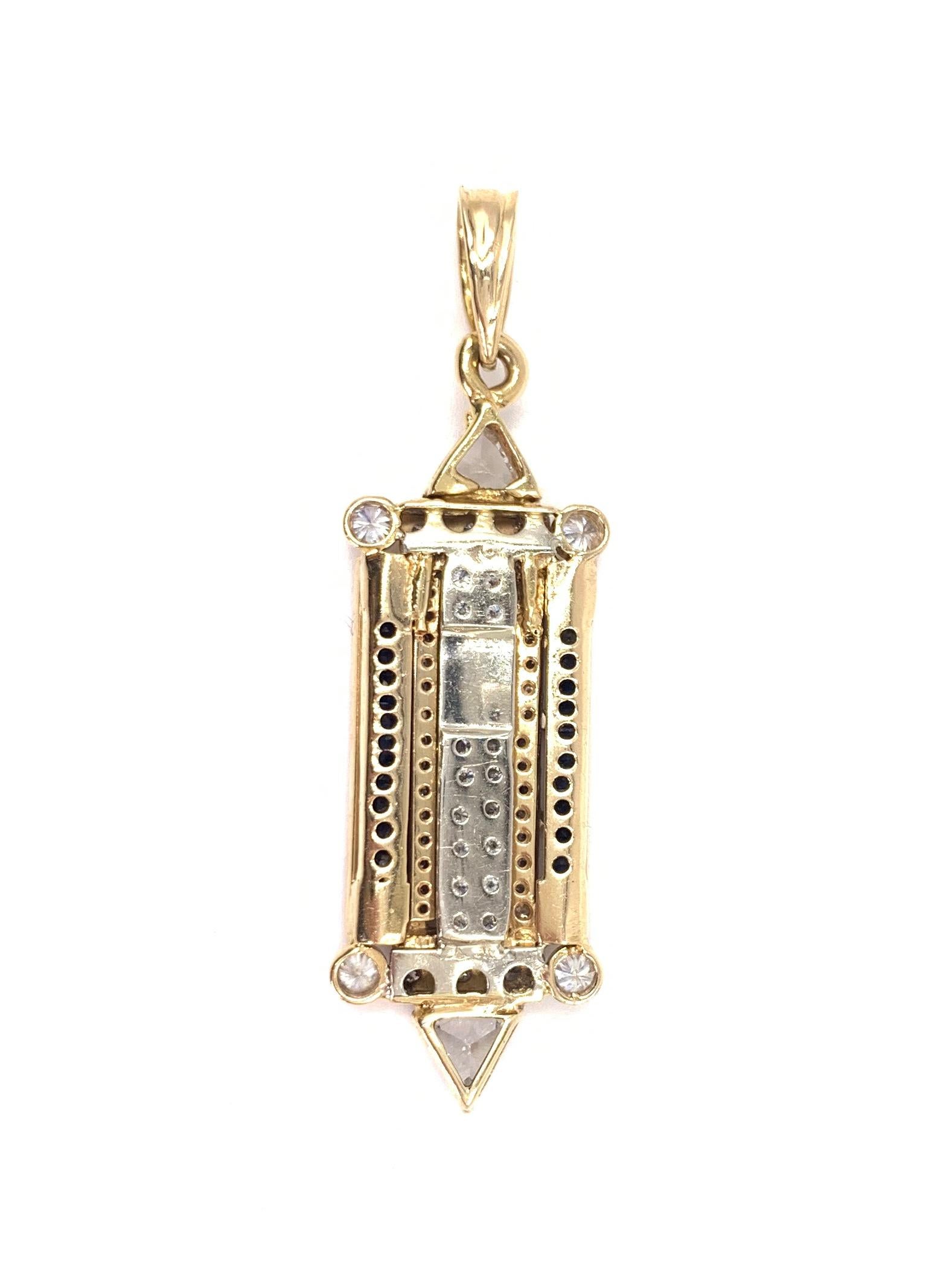 Yellow Gold Diamond Mezuzah Star of David Pendant 2