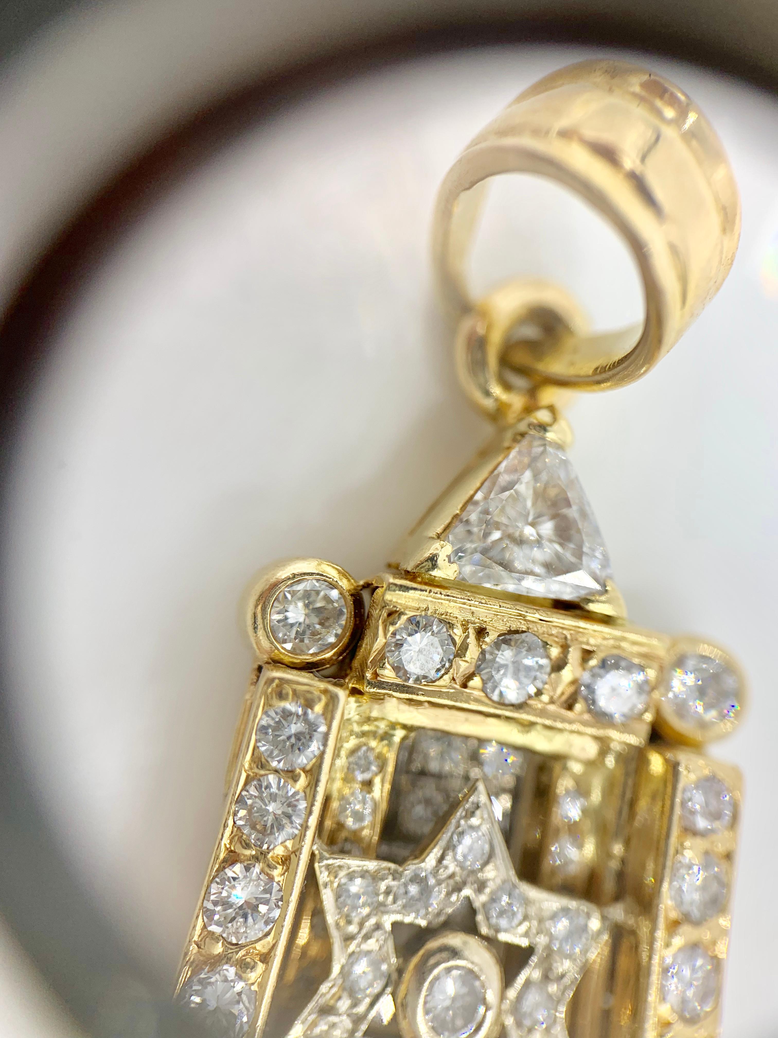 Yellow Gold Diamond Mezuzah Star of David Pendant 3