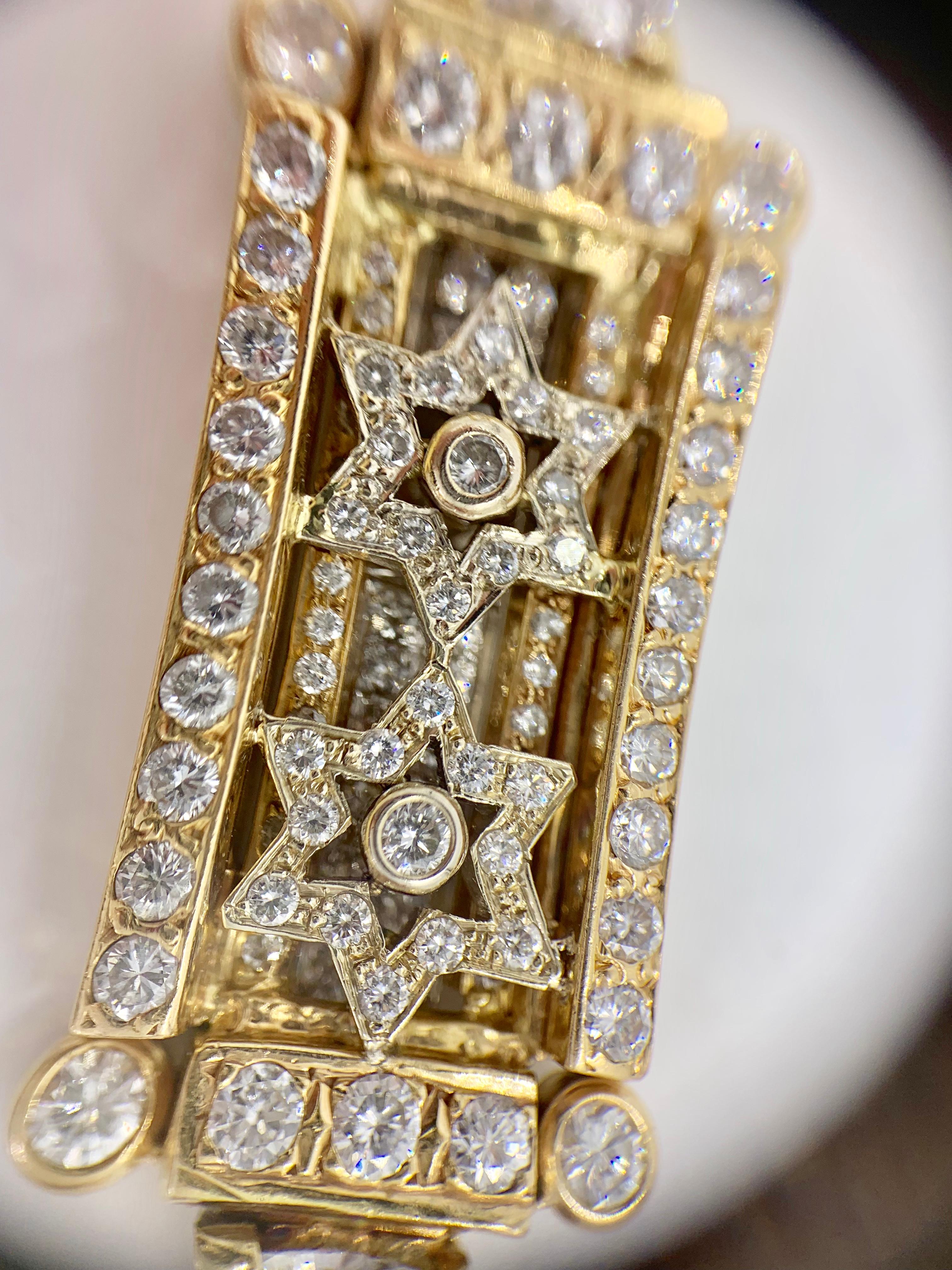 Yellow Gold Diamond Mezuzah Star of David Pendant 4